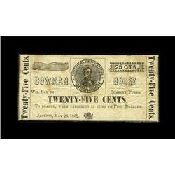Jackson, MS- Bowman House 25¢ May 26, 1862 Kraus 53660T 