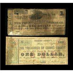 Anderson, TX- Treasurer of Grimes County $1 (2) Medlar 