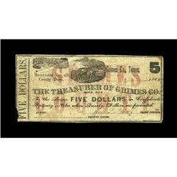 Anderson, TX- Treasurer of Grimes County $5 