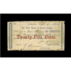 Austin, TX- Travis County 25¢ Sept. 2, 1862 Medlar 154T 