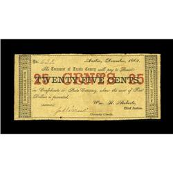 Austin, TX- Travis County 25¢ Dec. 1862 Medlar UNLThe D 