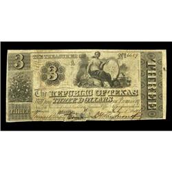 Austin, TX- Republic of Texas $3 July 1, 1841 Criswell 