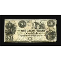 Austin, TX- Republic of Texas $20 Jan. 25, 1840 Criswel 