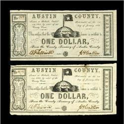 Bellville, TX- Austin County $1 Oct. 1, 1862 Medlar 9, 