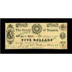 Brazoria, TX- Brazoria County $5 Jan. 1, 1862 Medlar 3A 