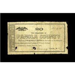 Carthage, TX- Panola County 20¢ July 28, 1862 Medlar 1T 