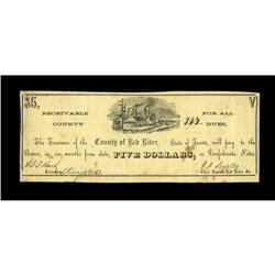 Clarksville, TX- Red River County $5 Dec. 1, 1862 Medla 