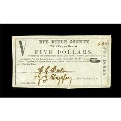 Clarksville, TX- Red River County $5 Oct. 1, 1864 Medla 