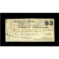 Corpus Christi, TX- Nueces County $3 Feb. 18, 1863 Medl 