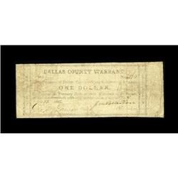 Dallas, TX- Dallas County Warrant $1 Aug. 12, 1862 Medl 
