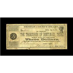 Denton, TX- Denton County $3 Sept. 10, 1862 Medlar 2Thi 