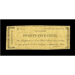 Gainesville, TX- W.W. Foreman 25¢ July 25, 1862 Medlar 