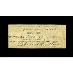 Galveston, TX- Labadie & Barstow 75¢ Jan. 1, 1863 Medla 