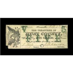 Greenville, TX- Hunt County $5 Oct. 5, 1862 Medlar 1Sca 