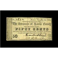Houston, TX- Harris County 50¢ Sept. 1, 1862 Medlar 97D 