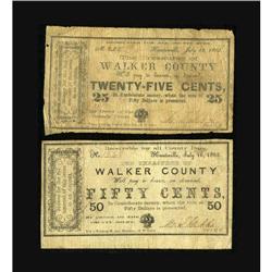 Huntsville, TX- Walker County 25¢, 50¢ July 16, 1862 M 
