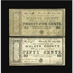 Huntsville, TX- Walker County 25¢, 50¢ Feb. 20, 1863 Me 