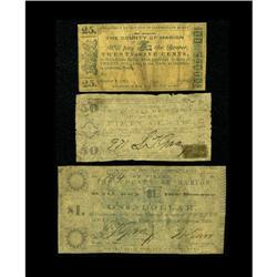 Jefferson, TX- Marion County 25¢, 50¢, $1 Oct. 1, 1862 