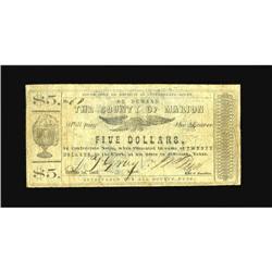 Jefferson, TX- Marion County $5 Oct. 1, 1862 Medlar 9Si 