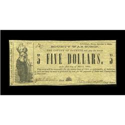 LaGrange, TX- Fayette County $5 Oct. 1, 1862 Medlar 11A 