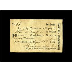 New Braunfels, TX- City of New Braunfels 10¢ Aug. 10, 1 