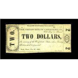 Rusk, TX- Cherokee County $2 Nov. 27, 1862 Medlar 3A ve 