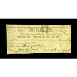 San Antonio, TX- Bexar County $1 March 21, 1862 Medlar 
