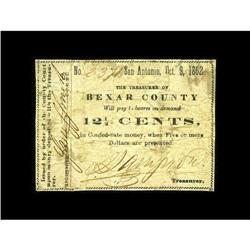 San Antonio, TX- Bexar County 12 1/2¢ Oct. 9, 1862 Medl 