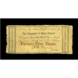 San marcos, TX- Hays County 25¢ Oct. 1, 1862 Medlar 1On 