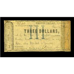 Seguin, TX- Guadalupe County $3 Aug. 20, 1862 Medlar 5A 