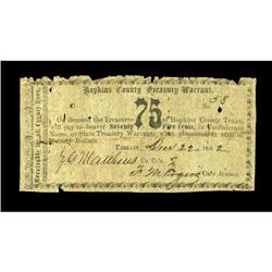 Tarrant, TX- Hopkins County 75¢ Dec. 22, 1862 Medlar 1F 