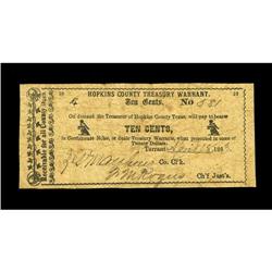 Tarrant, TX- Hopkins County 10¢ April 18, 1863 Medlar 2 