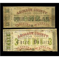 Texana, TX- Jackson County $1, $3 Medlar 3, 5Two pieces 