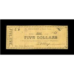 Tyler, TX- Smith County $5 July 8, 1862 Medlar 7A most 