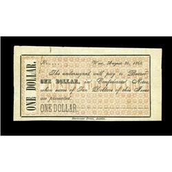 Waco, TX- Unidentified Issuer $1 Aug. 20, 1862 Medlar 8 