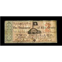 Waxahachie, TX- Ellis County $2 April 8, 1863 Medlar 5V 