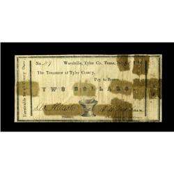 Woodville, TX- Tyler County $2 July 30, 1862 Medlar 1Ve 