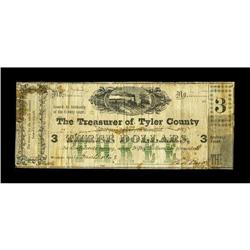 Woodville, TX- Tyler County $3 March 1, 1863 Medlar 6Ve 