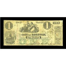 Norfolk, VA- City of Norfolk $1 June 1, 1861 Jones TN10 