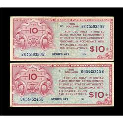 Series 471 $10 Military Payment Certificates Two Exampl 