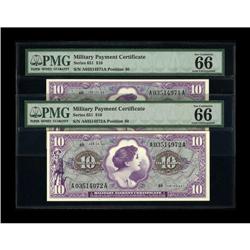 Series 651 $10 Two Consecutive Examples PMG Gem Uncircu 
