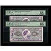Image 1 : Series 651 $10 Two Consecutive Examples PMG Gem Uncircu 