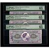 Image 1 : Series 651 $10 Three Consecutive Examples PMG Gem Uncir 
