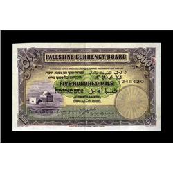 Palestine 500 Mils Palestine Currency Board 1939 Series 