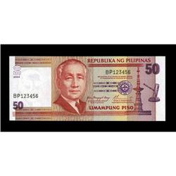 Philippines 50 Piso Pick 193 Ladder Serial 123456 CU 