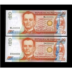 Philippines Solid Serial Numbers. 20 Piso 2004 Solid Se 