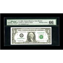 Fr. 1921-A* $1 1995 Federal Reserve Note. PMG Gem Uncir 