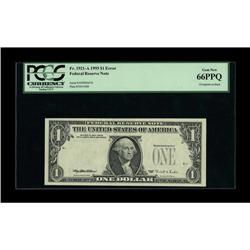 Fr. 1921-A $1 1995 Federal Reserve Note. PCGS Gem New 6 