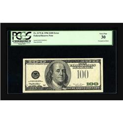 Fr. 2175-K $100 1996 Federal Reserve Note. PCGS Very Fi 