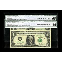 Fr. 1926-B $1 2001 Federal Reserve Notes. CGA Gem Uncir 